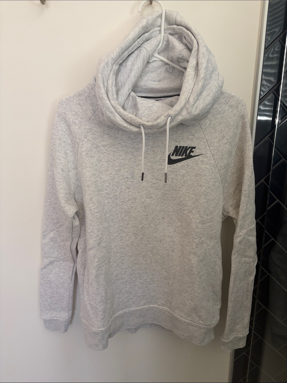 Nike Light Gray Crewneck Funnel Hoodie Sweatshirt